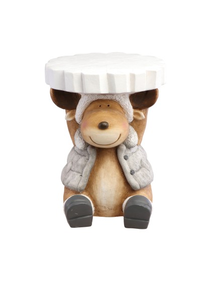 XL MAGNESIA STOOL DEER WITH FLAKE 32CM X 30CM X 39.5CM