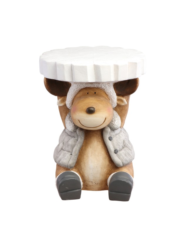 XL MAGNESIA STOOL DEER WITH FLAKE 32CM X 30CM X 39.5CM