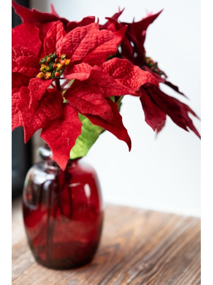 STIEL WEIHNACHTSSTERN SAMT ROUGE/BORDEAUX 2 SORT. DIA 24CM X 53CM