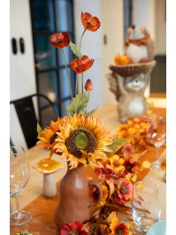 BOUQUET 5 TOURNESOLS ORANGES DIA 21CM X 25CM