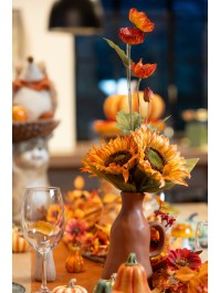 BOUQUET 5 TOURNESOLS ORANGES DIA 21CM X 25CM