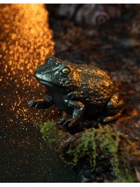 IRIDESCENT GREEN PLASTIC TOAD 7.5CM X 12.5CM X 6.5CM