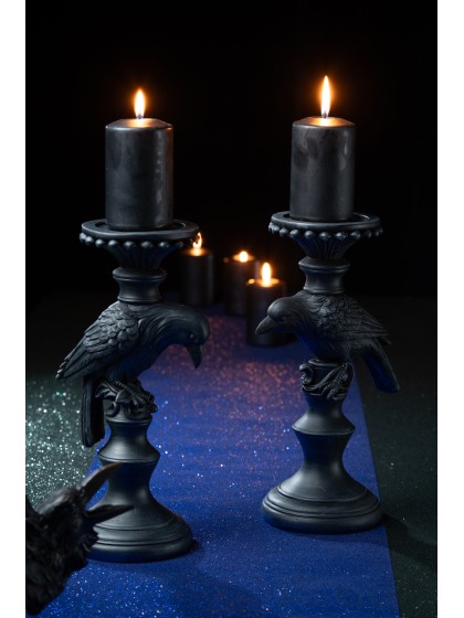 POLYRESIN RAVEN CANDLE HOLDER - 2 ASSORTED 11.5CM X 14CM X 29CM