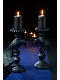 POLYRESIN RAVEN CANDLE HOLDER - 2 ASSORTED 11.5CM X 14CM X 29CM