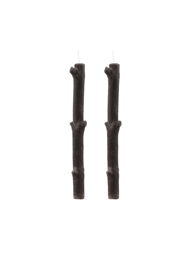 SET OF 2 BLACK TREE BRANCH CANDLES DIA 2.2CM X 25CM