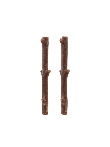 SET OF 2 BROWN TREE BRANCH CANDLES DIA 2.2CM X 25CM
