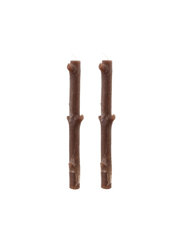 SET OF 2 BROWN TREE BRANCH CANDLES DIA 2.2CM X 25CM