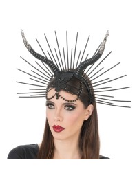 BLACK GOTHIC HEADBAND WITH HORNS 42CM X 3CM X 30CM