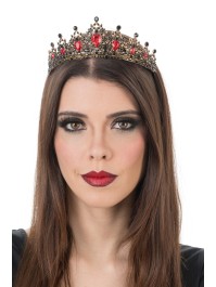 KRONE DIADEM GOTHIQUE DIAMANTEN ROT UND SCHWARZ 14.5CM X 17CM X 5.5CM