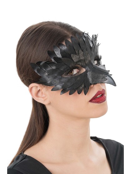 HALF BLACK FEATHER MASK 