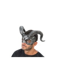 DEMI MASQUE CORNES ARGENT 38CM X 21CM X 18CM