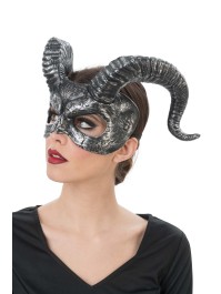 HALB MASKE HÖRNER SILBER 38CM X 21CM X 18CM