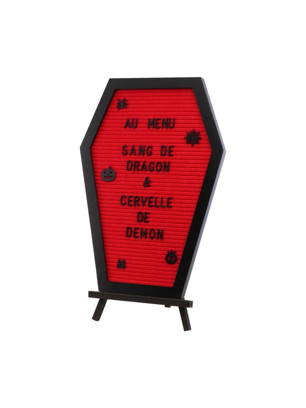 RED FELT COFFIN LETTER BOARD 28.5CM X 2CM X 40CM