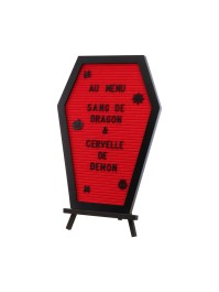 RED FELT COFFIN LETTER BOARD 28.5CM X 2CM X 40CM