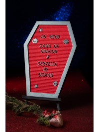 RED FELT COFFIN LETTER BOARD 28.5CM X 2CM X 40CM