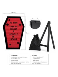 RED FELT COFFIN LETTER BOARD 28.5CM X 2CM X 40CM