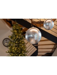 WEIHNACHTSKUGEL KUNSTSTOFF STARR EFFEKT SATINARTIG SILBER DIA 25CM