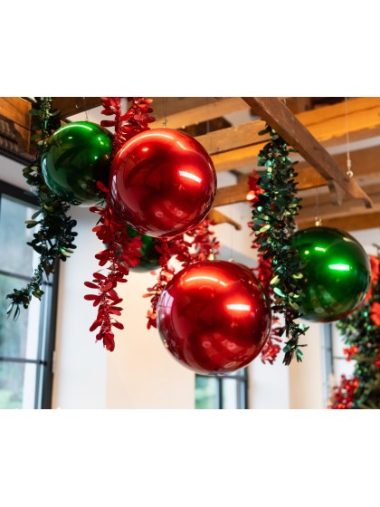 BOULE DE NOEL PLASTIQUE RIGIDE EFFET SATINE ROUGE DIA 30CM