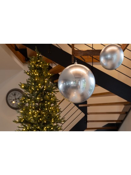 SILVER PS XMAS BALL SATIN EFFECT DIA 30CM