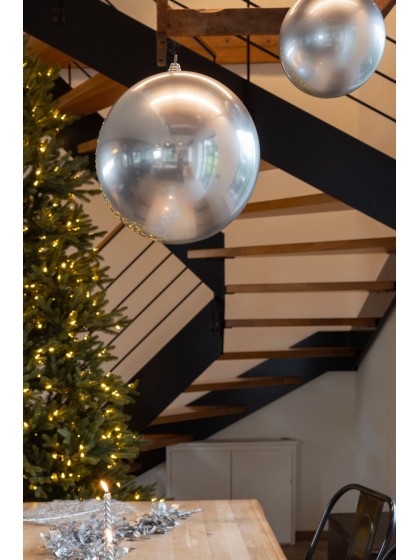 WEIHNACHTSKUGEL KUNSTSTOFF STARR EFFEKT SATINARTIG SILBER DIA 40CM