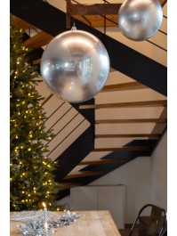 WEIHNACHTSKUGEL KUNSTSTOFF STARR EFFEKT SATINARTIG SILBER DIA 40CM