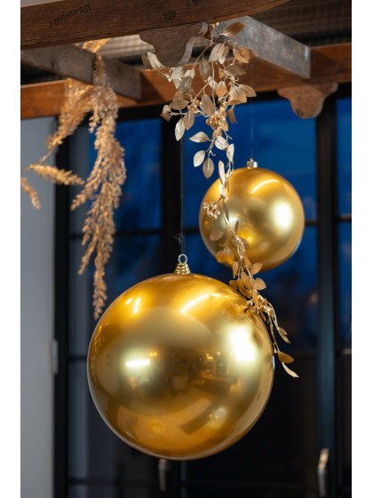 BOULE DE NOEL PLASTIQUE RIGIDE EFFET SATINE OR DIA 40CM