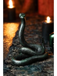 POLYRESIN IRIDESCENT GREEN SNAKE 16.5CM X 12CM X 18CM