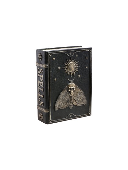 BOOK OF SPELLS SKULL BUTTERFLY 15CM X 6CM X 20CM