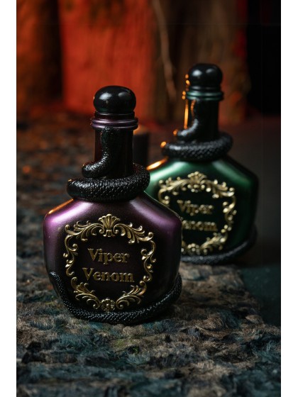 POLYRESIN VIPER VENOM BOTTLE - 2 ASSORTED COLORS GREEN AND PURPLE 12CM X 8CM X 20.5CM