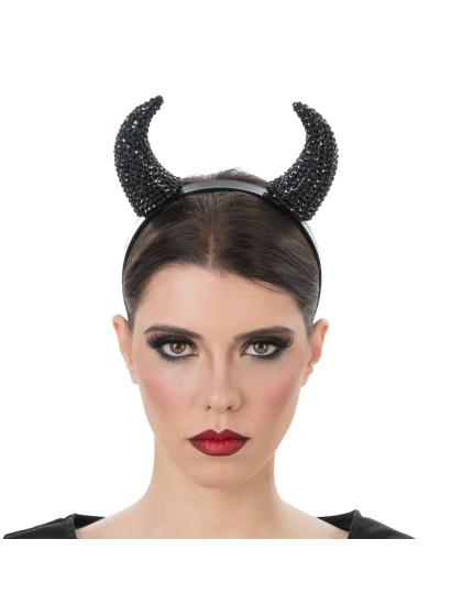 SERRE TETE CORNES DE DIABLESSE DIAMONDS NOIR 18.5CM X 4CM X 22CM