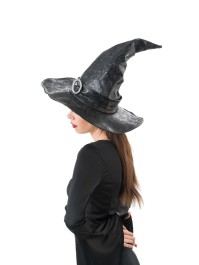 HEXENHUT KUNSTLEDER LEDER STRUKTURIERT SCHWARZ DIA 42CM X 28CM