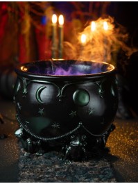 POLYRESIN CAULDRON WITH FROGS 33CM X 33CM X 27.5CM