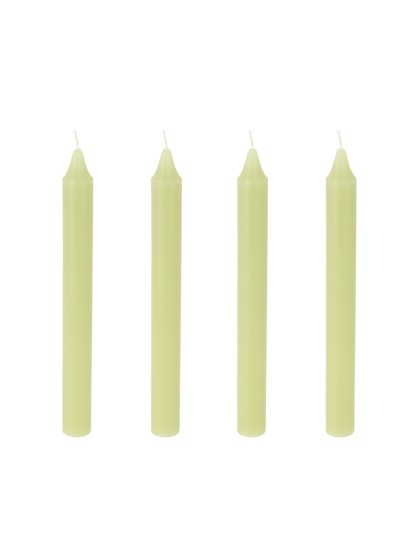 SET 4 WATERLILY GREEN TAPER CANDLES DIA 2CM X 20CM