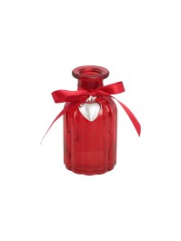 VASE GLAS ROT DEKO BAND HERZ DIA 5.5CM X 10.5CM