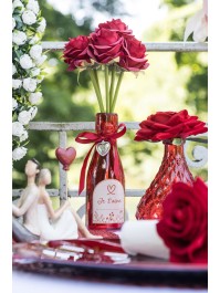FLASCHE GLAS ROT HERZ JE T\'AIME DIA 5.5CM X 16CM