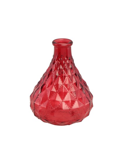 VASE VERRE FLACON ROUGE DIA 9.5CM X 12.5CM