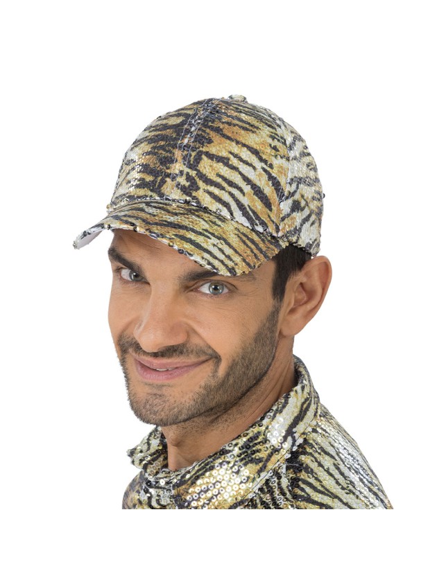 SCHIRMMÜTZE TIGER GOLD PAILLETTEN Einheitsgröße