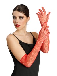 GANTS FILET ROUGE AVEC STRASS TU - 45CM