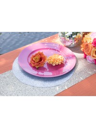 4 SETS DE TABLE SHIMMER ARGENT DIA 34CM