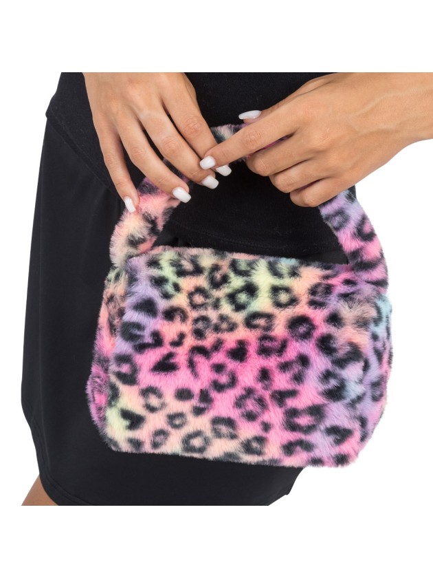 SAC FAUSSE FOURRURE LEOPARD MULTICOLORE 20CM X 12CM X 22CM
