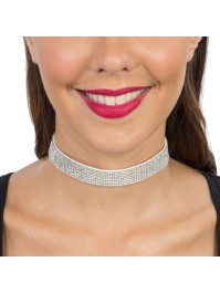 HALSKETTE RAS AUS HALS STRASS SILBER 40CM X 1.7CM