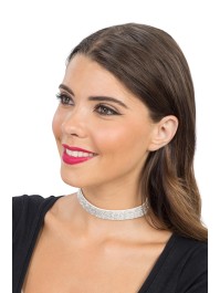 HALSKETTE RAS AUS HALS STRASS SILBER 40CM X 1.7CM