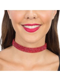 HALSKETTE RAS AUS HALS STRASS ROT 40CM X 1.7CM