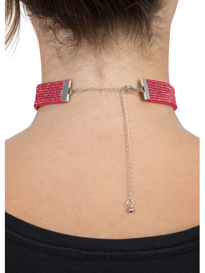 RED DIAMOND CHOKER NECKLACE 40CM X 1.7CM