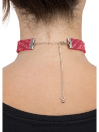 COLLIER RAS DE COU STRASS ROUGE 40CM X 1.7CM