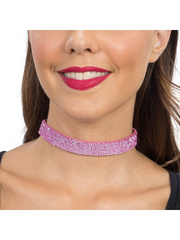 PINK DIAMOND CHOKER NECKLACE 40CM X 1.7CM