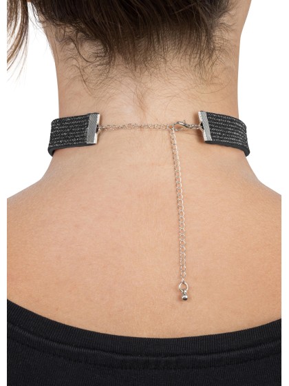 COLLIER RAS DE COU STRASS NOIR 40CM X 1.7CM
