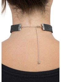 COLLIER RAS DE COU STRASS NOIR 40CM X 1.7CM