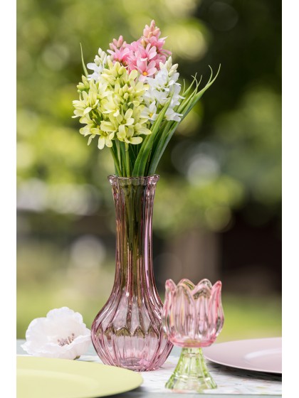 VASE VICTORIA GLAS ROSA SEEROSE DIA 10CM X 22.5CM