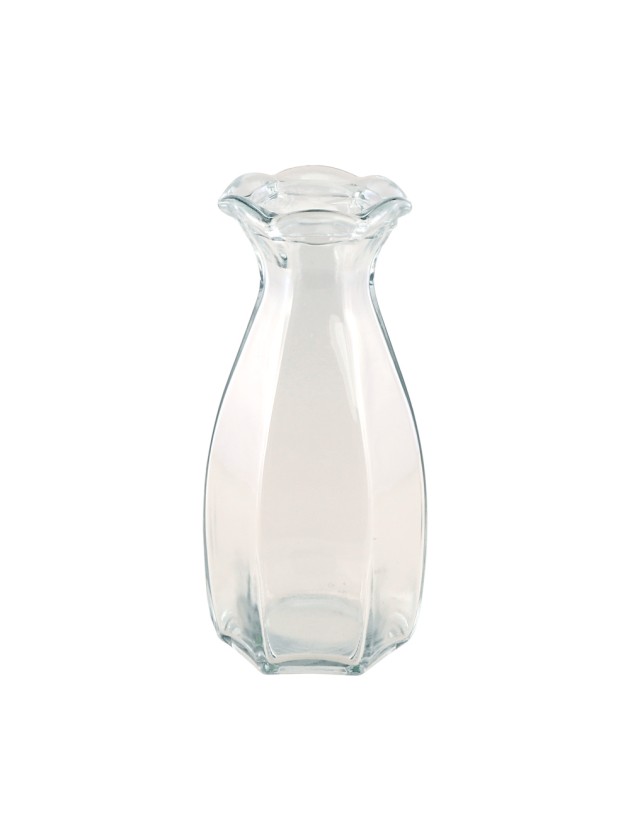 VASE COROLLE VERRE TRANSPARENT DIA 9.2CM X 8.3 CM X 20CM